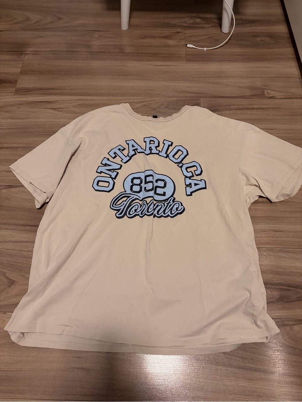 H&M Toronto Ontario Graphic Tee - Cream Blue Print